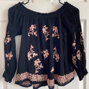Black embroidered off the shoulder or on top!
